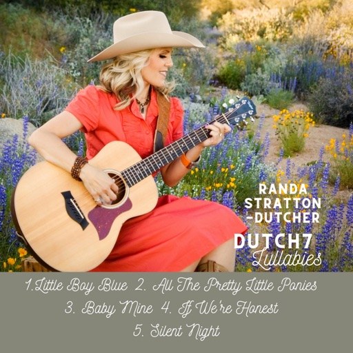 Randa’s Dutch7 Lullabies release artwork featuring her with a guitar